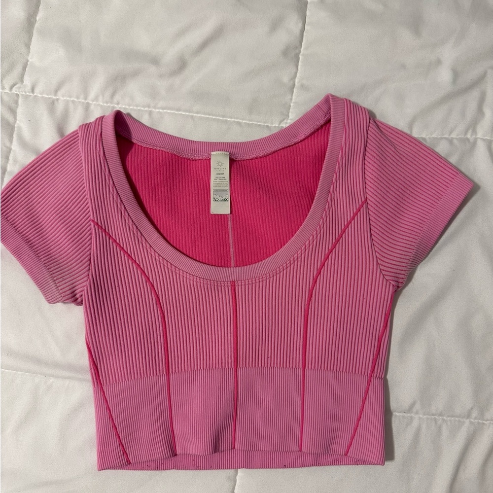 Offline by aerie Pink Ribbed Women's cropped Top